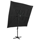 Vidaxl Parasol a 4 strati con polo in alluminio 250x250 cm nero