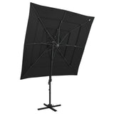 Vidaxl Parasol 4-Layer mit Aluminiumpol 250x250 cm Schwarz