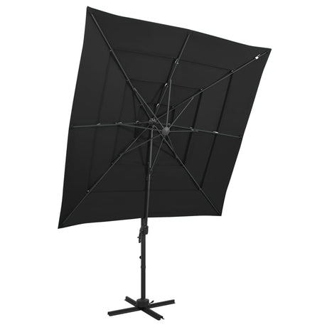 Vidaxl Parasol 4-Layer mit Aluminiumpol 250x250 cm Schwarz