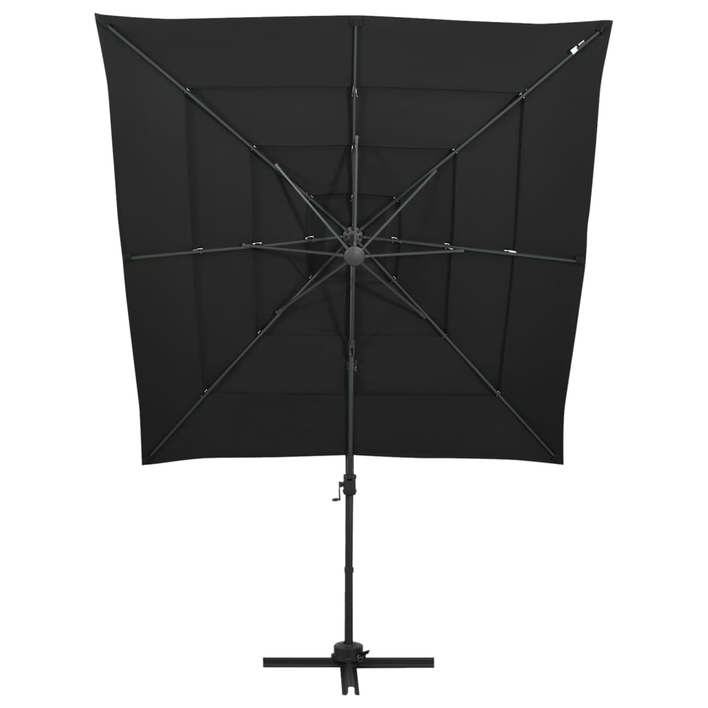 Vidaxl Parasol a 4 strati con polo in alluminio 250x250 cm nero