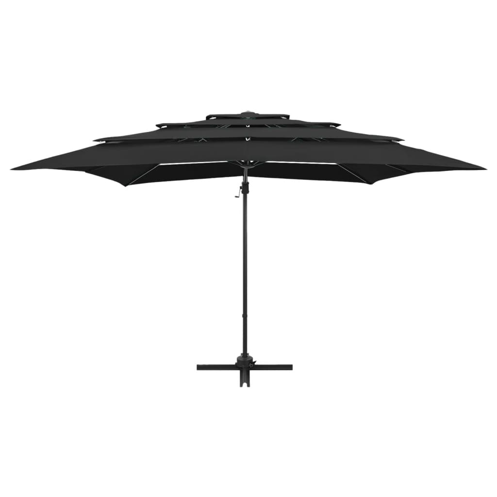 Vidaxl Parasol a 4 strati con polo in alluminio 250x250 cm nero