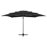 Vidaxl Parasol a 4 strati con polo in alluminio 250x250 cm nero