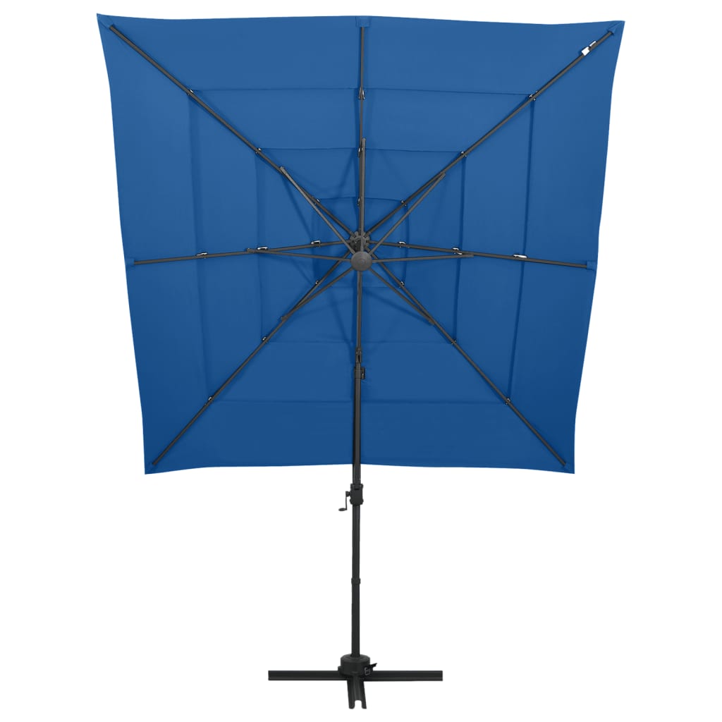 Vidaxl Parasol a 4 strati con polo in alluminio 250x250 cm blu azure