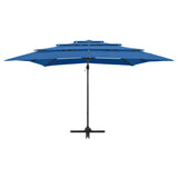 Vidaxl Parasol a 4 strati con polo in alluminio 250x250 cm blu azure