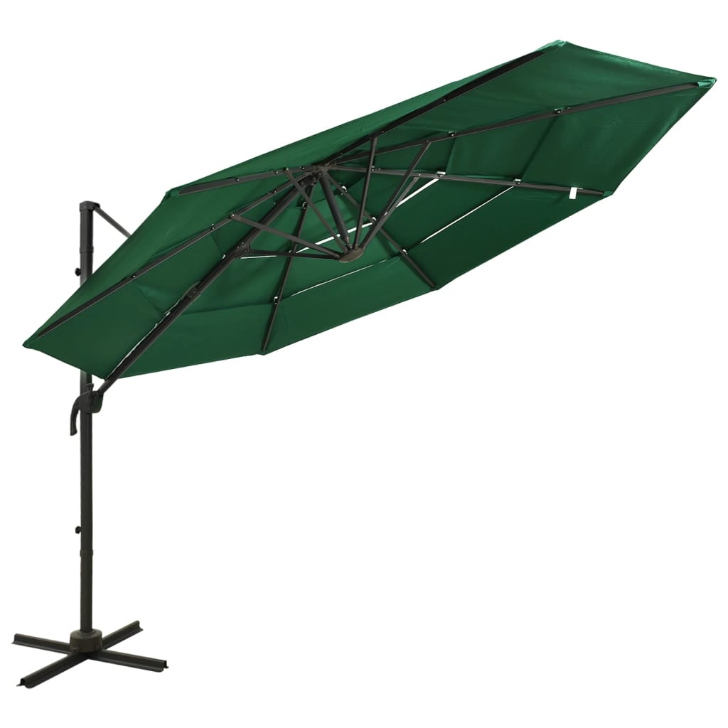 Vidaxl Parasol a 4 strati con polo in alluminio 3x3 m verde