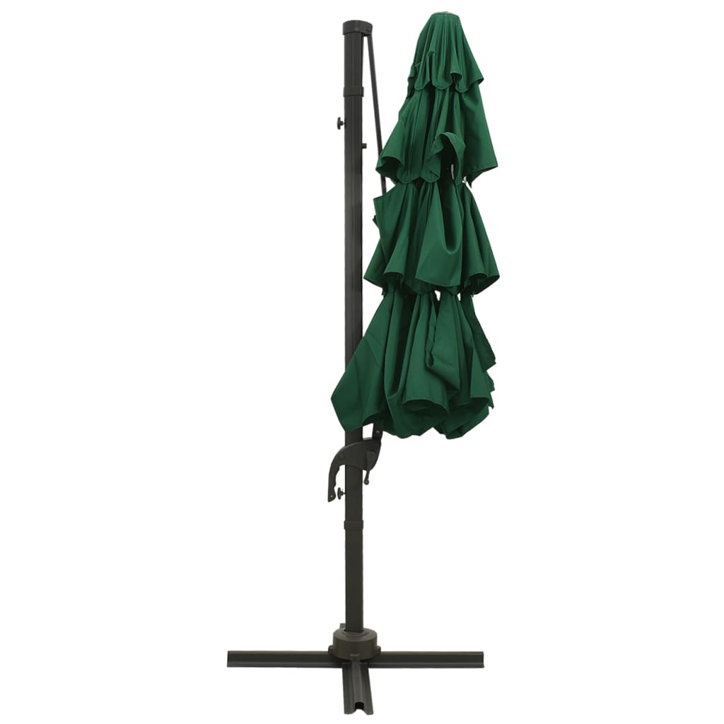 Vidaxl Parasol a 4 strati con polo in alluminio 3x3 m verde