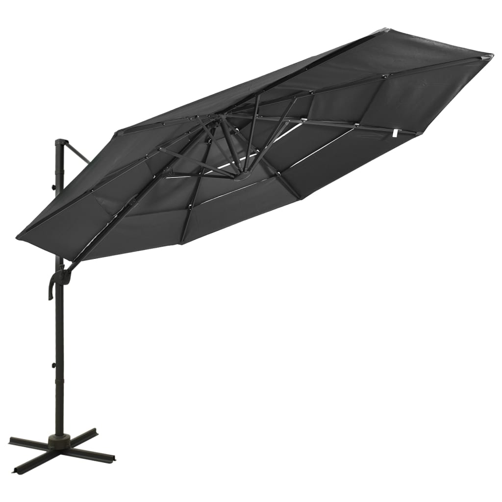 Vidaxl Parasol a 4 strati con polo in alluminio 3x3 m color antracite