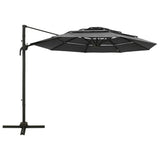 Vidaxl Parasol a 4 strati con polo in alluminio 3x3 m color antracite