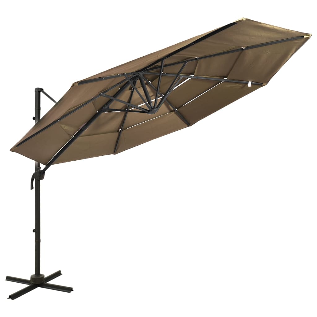 Vidaxl Parasol a 4 strati con polo in alluminio 3x3 m taupe