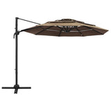 Vidaxl Parasol a 4 strati con polo in alluminio 3x3 m taupe