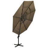 Vidaxl Parasol a 4 strati con polo in alluminio 3x3 m taupe