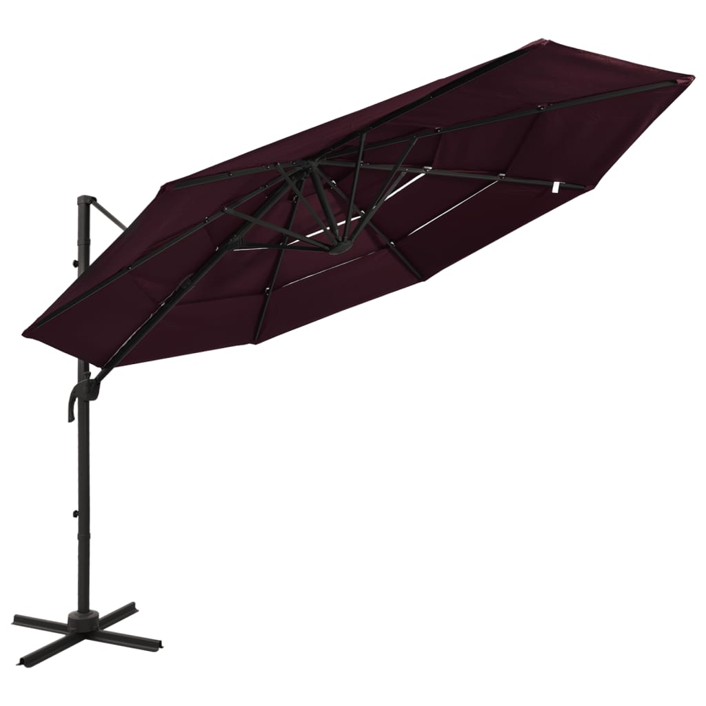 Vidaxl Parasol 4-Layer mit Aluminiumpol 3x3 M Bordeaux Rot