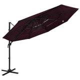 Vidaxl Parasol 4-Layer mit Aluminiumpol 3x3 M Bordeaux Rot