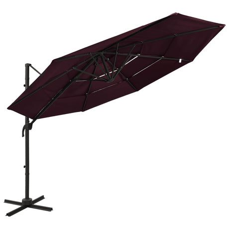 Vidaxl Parasol 4-Layer mit Aluminiumpol 3x3 M Bordeaux Rot