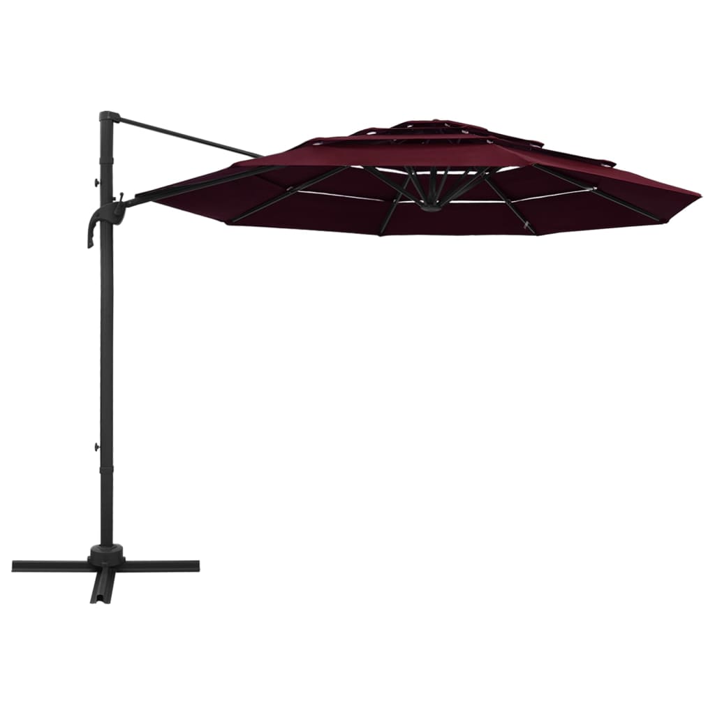 Vidaxl Parasol 4-Layer mit Aluminiumpol 3x3 M Bordeaux Rot
