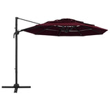 Vidaxl Parasol a 4 strati con polo in alluminio 3x3 M Bordeaux rosso