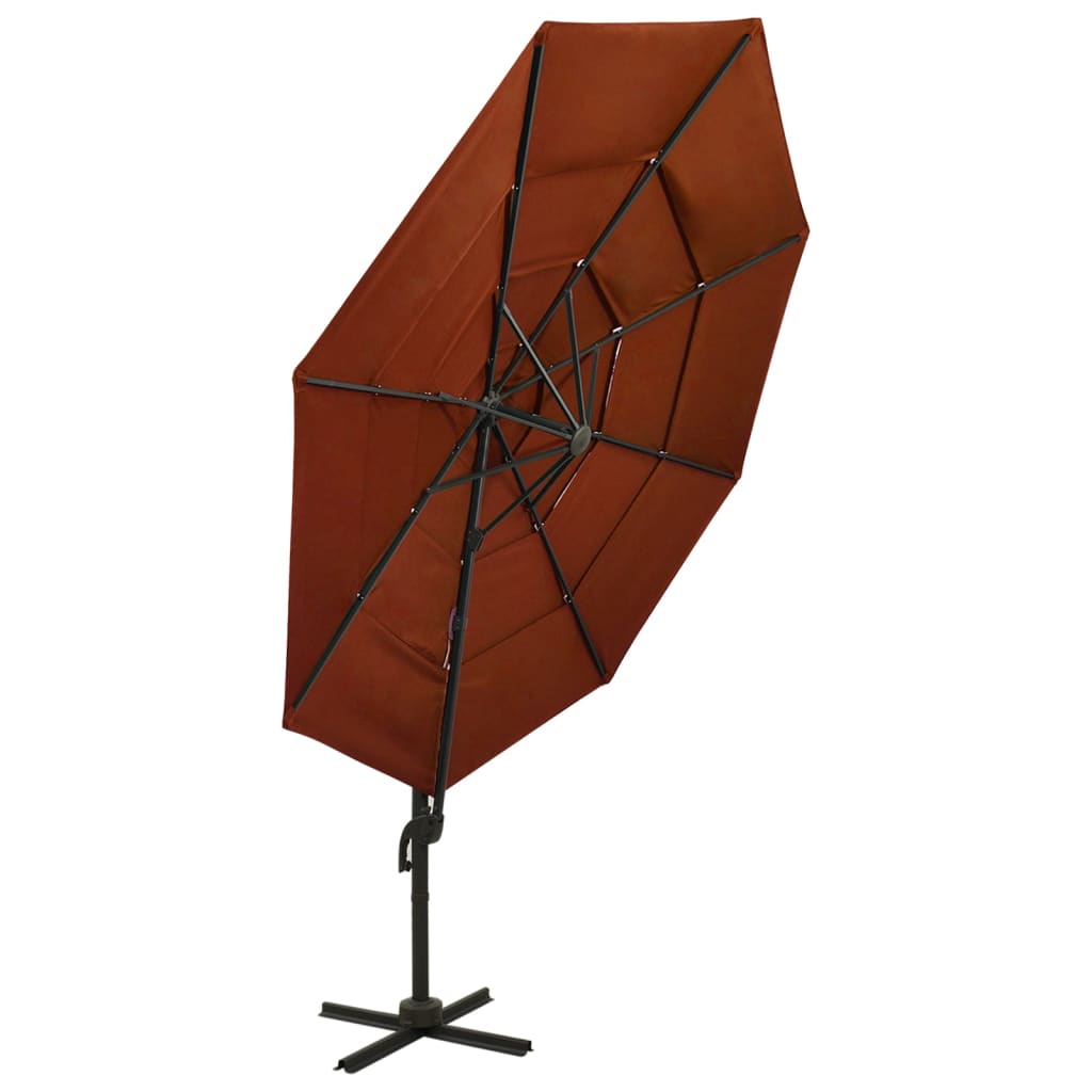 Vidaxl Parasol a 4 strati con polo in alluminio 3x3 m Terracotta luminoso