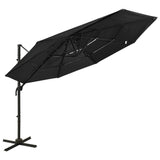 Vidaxl Parasol a 4 strati con polo in alluminio 3x3 m nero