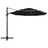 Vidaxl Parasol a 4 strati con polo in alluminio 3x3 m nero