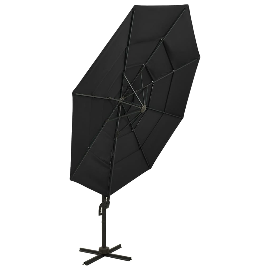 Vidaxl Parasol a 4 strati con polo in alluminio 3x3 m nero