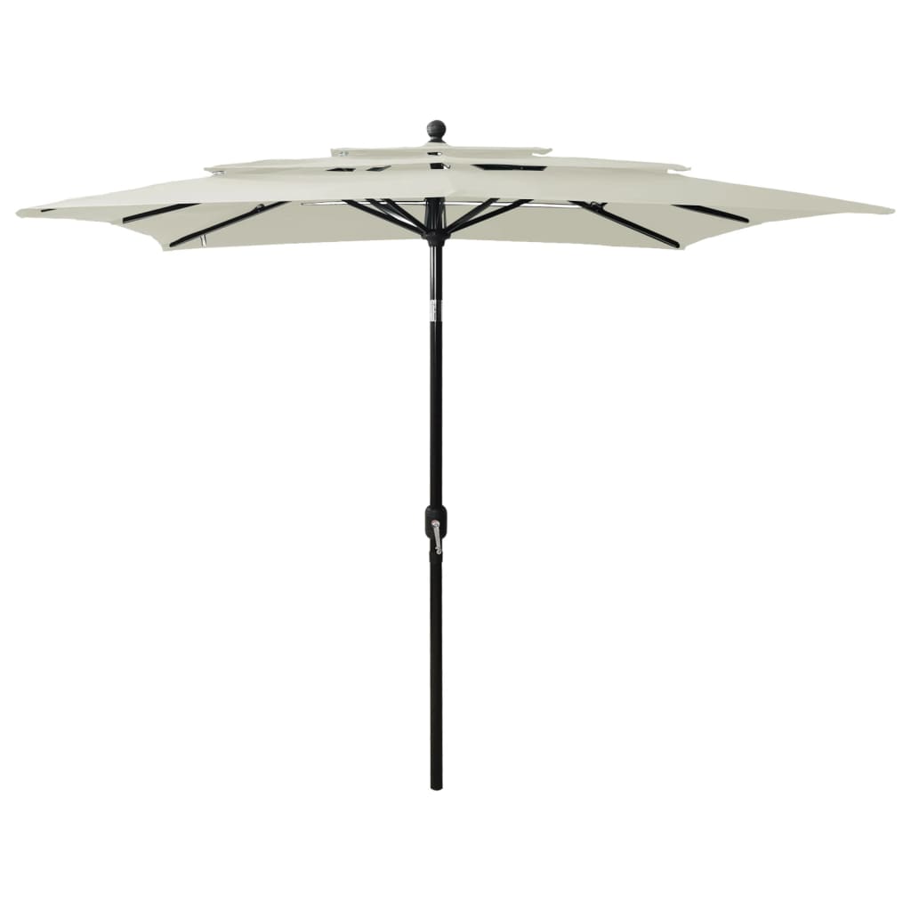 Vidaxl Parasol a 3 strati con polo in alluminio 2,5x2,5 m color sabbia