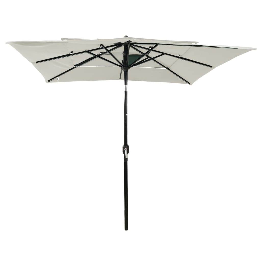 Vidaxl Parasol a 3 strati con polo in alluminio 2,5x2,5 m color sabbia