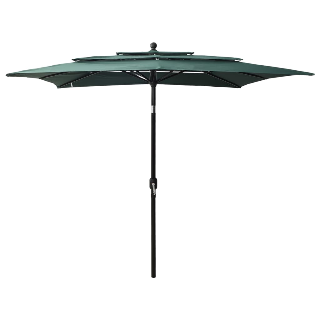 Vidaxl Parasol a 3 strati con polo in alluminio 2,5x2,5 m verde