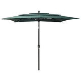 Vidaxl Parasol a 3 strati con polo in alluminio 2,5x2,5 m verde