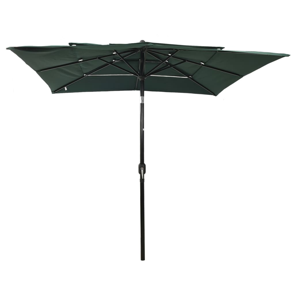 Vidaxl Parasol a 3 strati con polo in alluminio 2,5x2,5 m verde