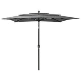 Vidaxl Parasol 3-strato con polo in alluminio 2,5x2,5 M color antracite