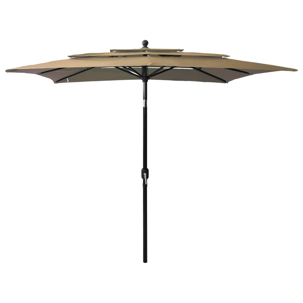 Vidaxl Parasol a 3 strati con polo in alluminio 2,5x2,5 m Taupe