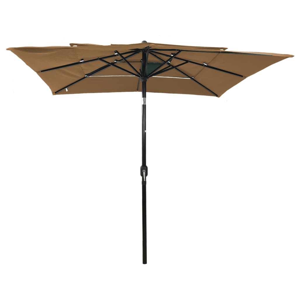 Vidaxl Parasol a 3 strati con polo in alluminio 2,5x2,5 m Taupe