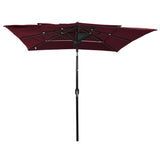 Vidaxl Parasol a 3 strati con polo in alluminio 2,5x2,5 M Bordeaux rosso