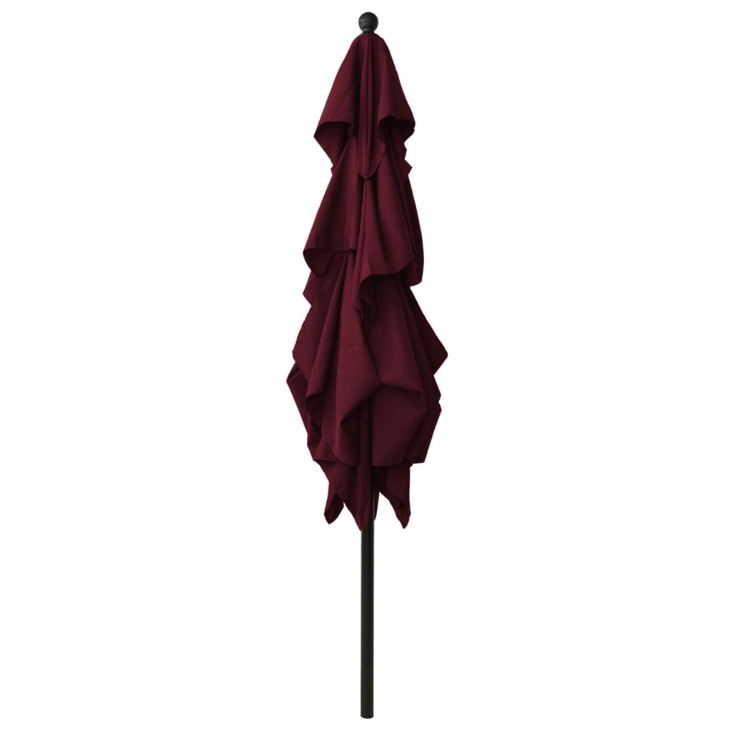 Vidaxl Parasol a 3 strati con polo in alluminio 2,5x2,5 M Bordeaux rosso