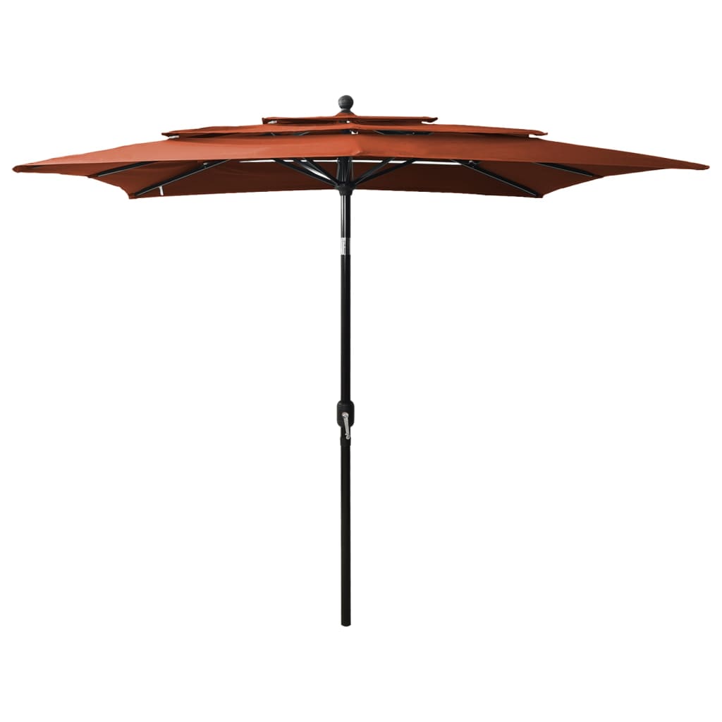 Vidaxl Parasol a 3 strati con polo in alluminio 2,5x2,5 m Terracotta luminoso