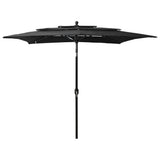 Vidaxl Parasol 3-Schicht mit Aluminiumpol 2,5 x 2,5 m schwarz