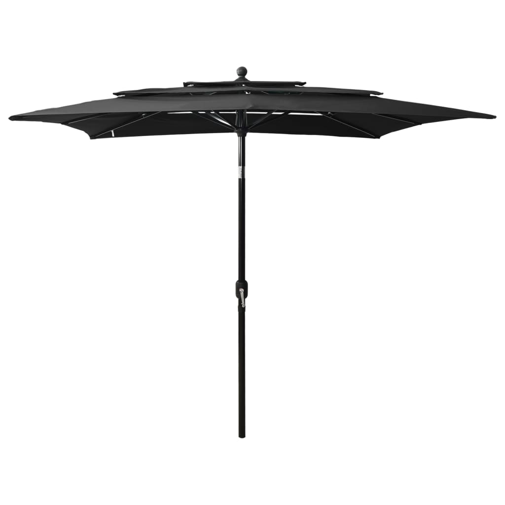 Vidaxl Parasol a 3 strati con polo in alluminio 2,5x2,5 m nero