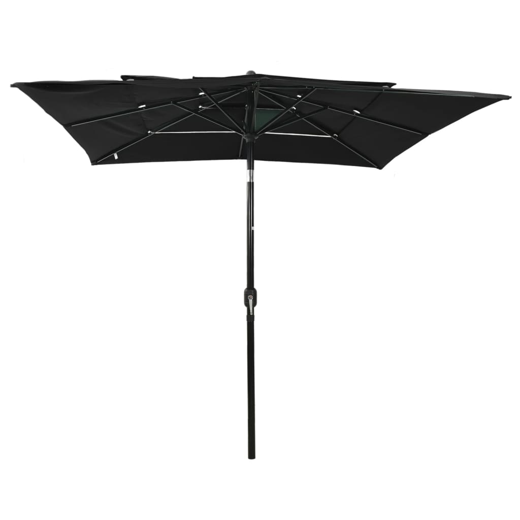 Vidaxl Parasol a 3 strati con polo in alluminio 2,5x2,5 m nero