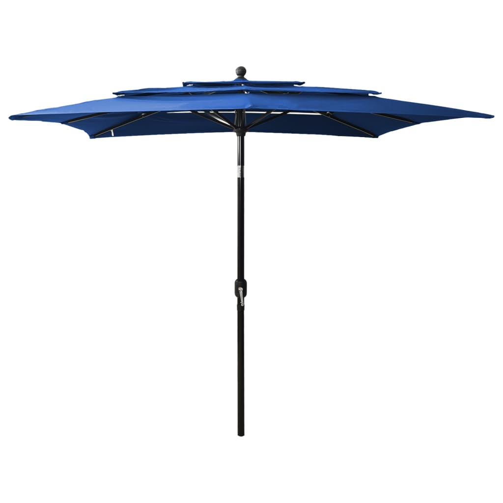 Vidaxl Parasol a 3 strati con polo in alluminio 2,5x2,5 m blu azzurro