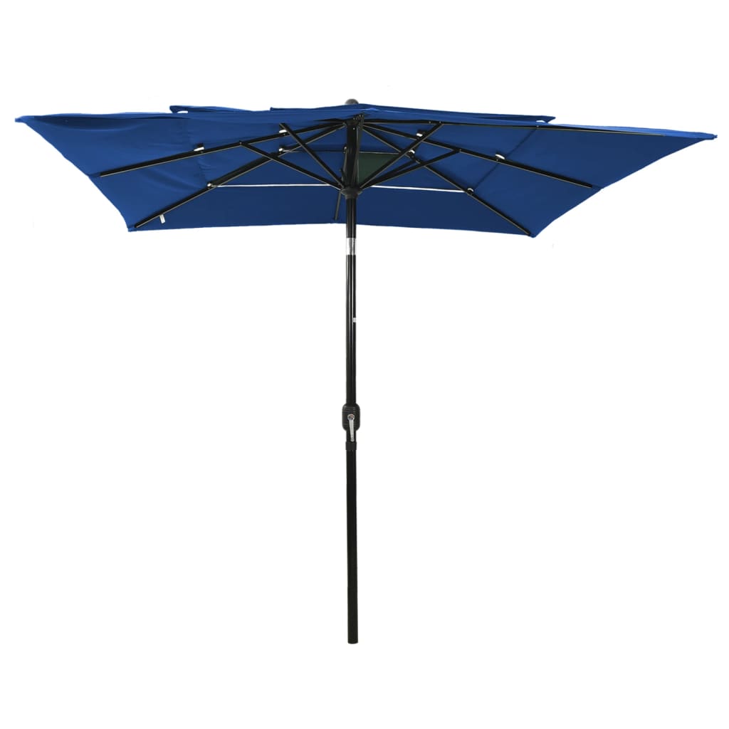 Vidaxl Parasol a 3 strati con polo in alluminio 2,5x2,5 m blu azzurro