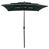 Vidaxl Parasol 3-strato con polo in alluminio 2x2 m verde