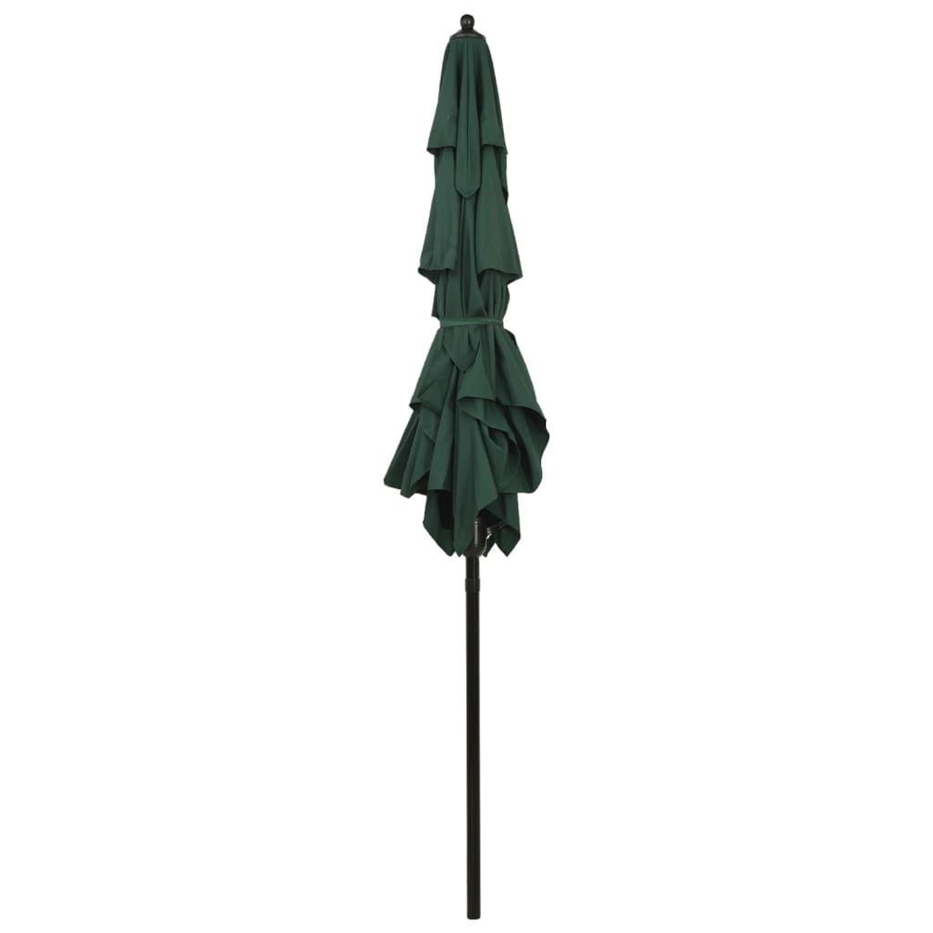 Vidaxl Parasol 3-strato con polo in alluminio 2x2 m verde