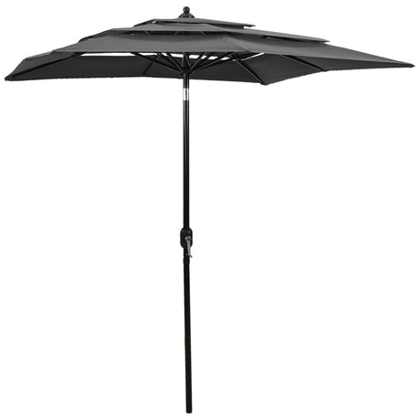 Vidaxl Parasol 3-Schicht mit Aluminiumpol 2x2 M Anthrazitfarbe