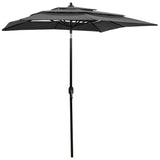 Vidaxl Parasol a 3 strati con polo in alluminio 2x2 m colorato antracite