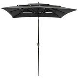 Vidaxl Parasol a 3 strati con polo in alluminio 2x2 m colorato antracite