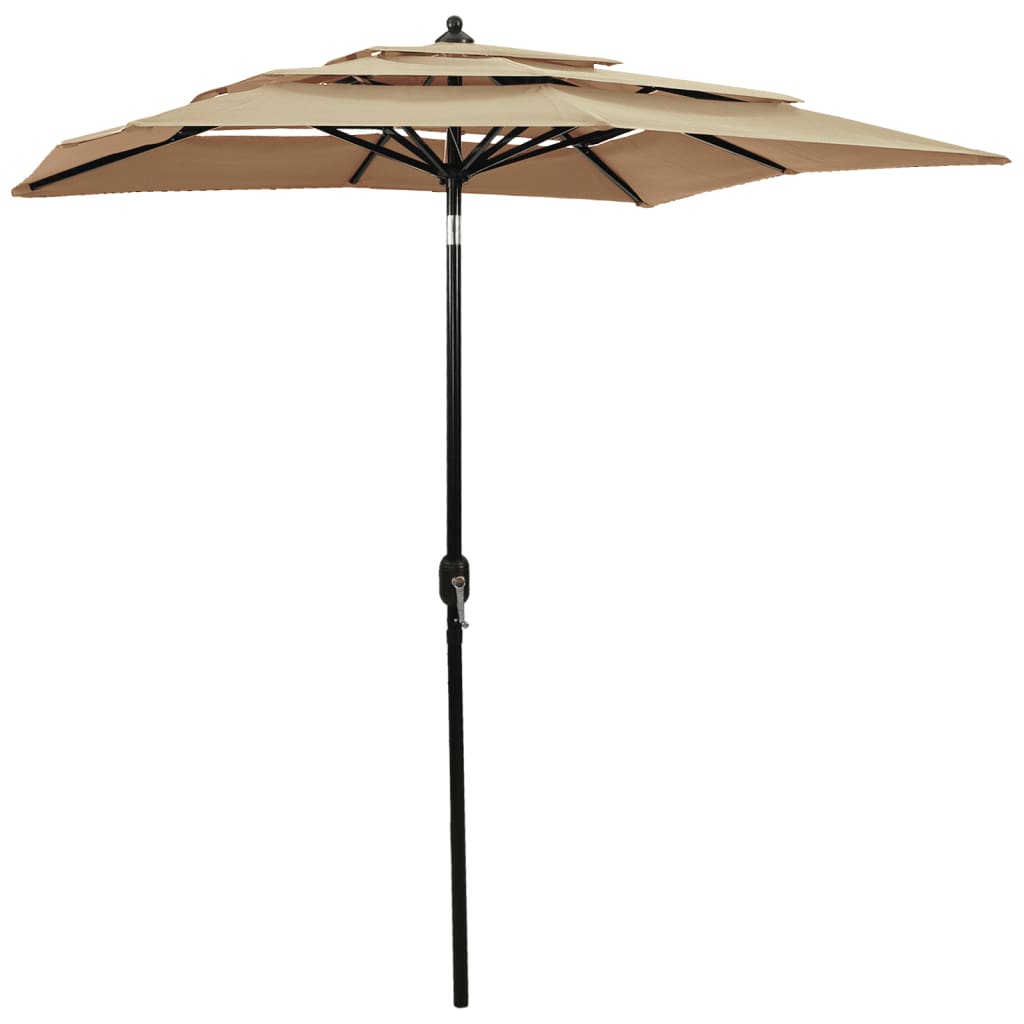 Vidaxl Parasol 3-Schicht mit Aluminiumpol 2x2 M Taupe