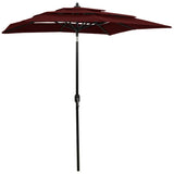 Vidaxl Parasol 3-strato con polo in alluminio 2x2 M Bordeaux rosso