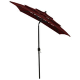 Vidaxl Parasol 3-strato con polo in alluminio 2x2 M Bordeaux rosso