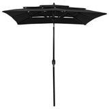 Vidaxl Parasol a 3 strati con polo in alluminio 2x2 m nero