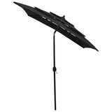 Vidaxl Parasol a 3 strati con polo in alluminio 2x2 m nero